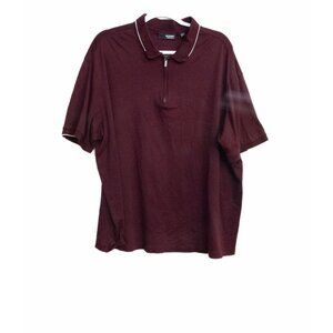 Murano Liquid Luxury Mens Maroon Polo Shirt With White Trim & Zip Collar 2XB